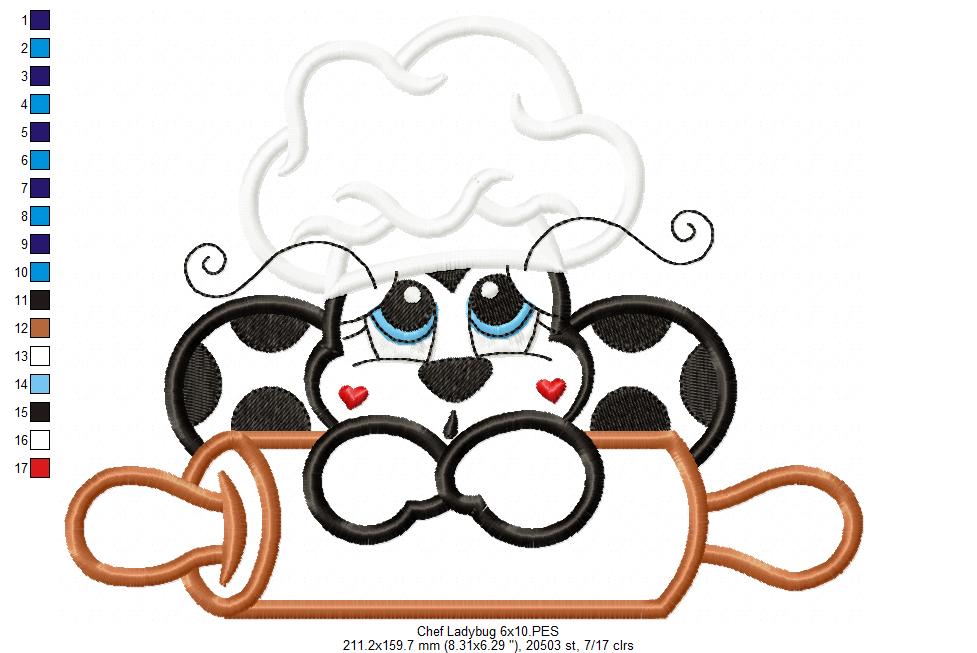 Kitchen Chef Ladybug - Applique