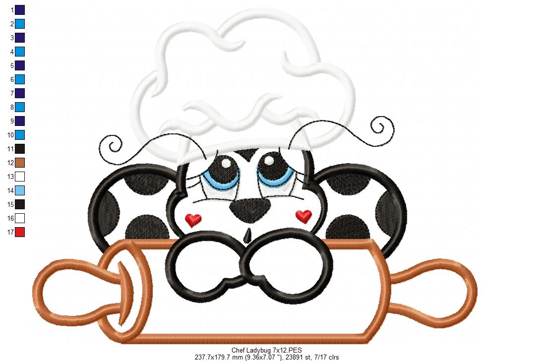 Kitchen Chef Ladybug - Applique