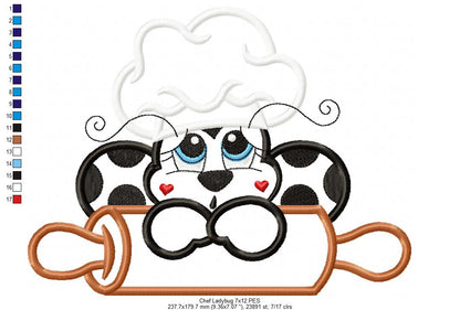 Kitchen Chef Ladybug - Applique