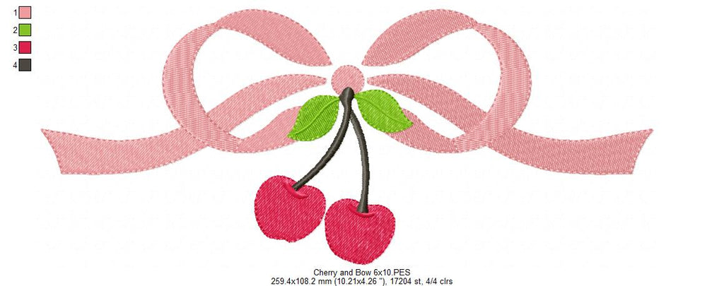 Bow and Cherry - Fill Stitch