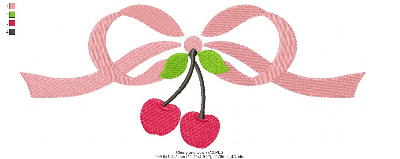 Bow and Cherry - Fill Stitch