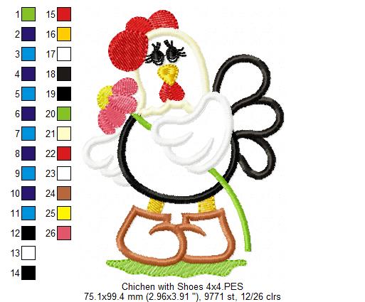 Chicken with Shoes - Applique