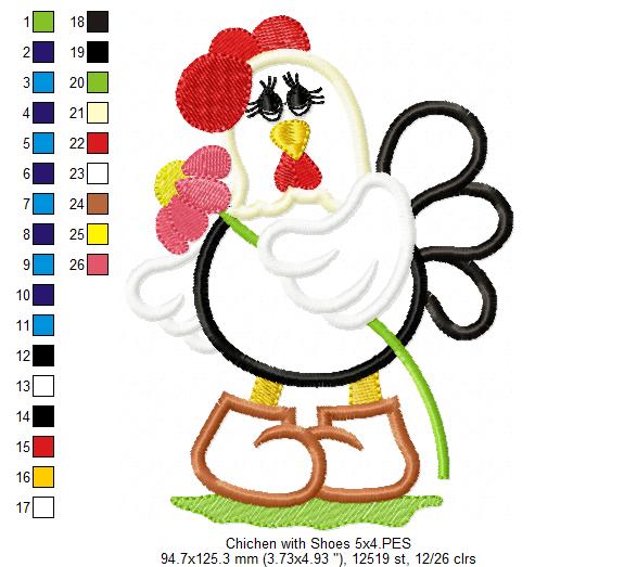 Chicken with Shoes - Applique
