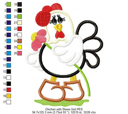 Chicken with Shoes - Applique