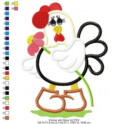 Chicken with Shoes - Applique