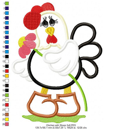 Chicken with Shoes - Applique