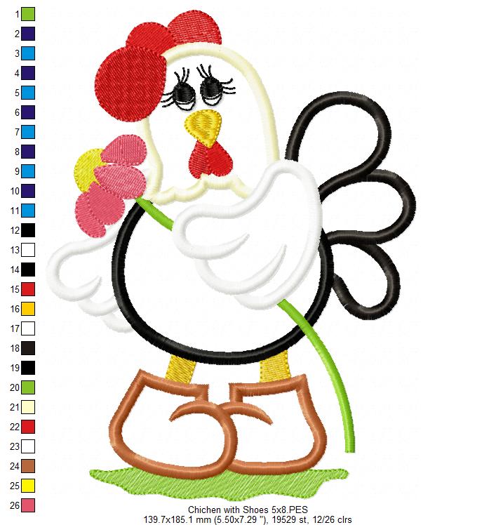 Chicken with Shoes - Applique