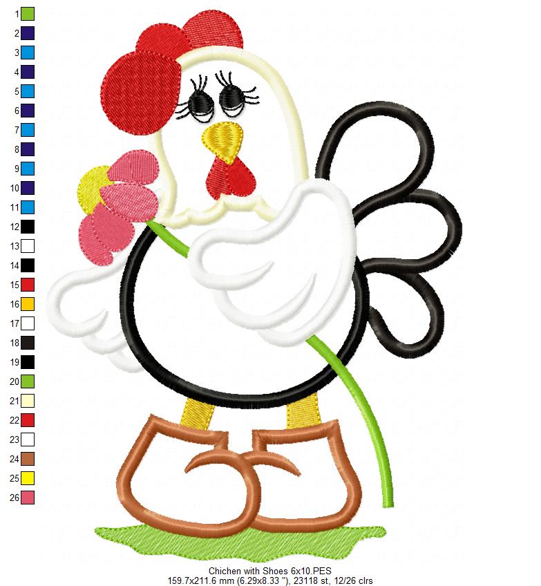 Chicken with Shoes - Applique