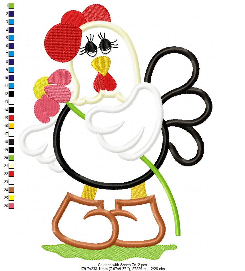 Chicken with Shoes - Applique