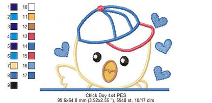 Chick Boy and Girl - Set of 2 designs - Applique