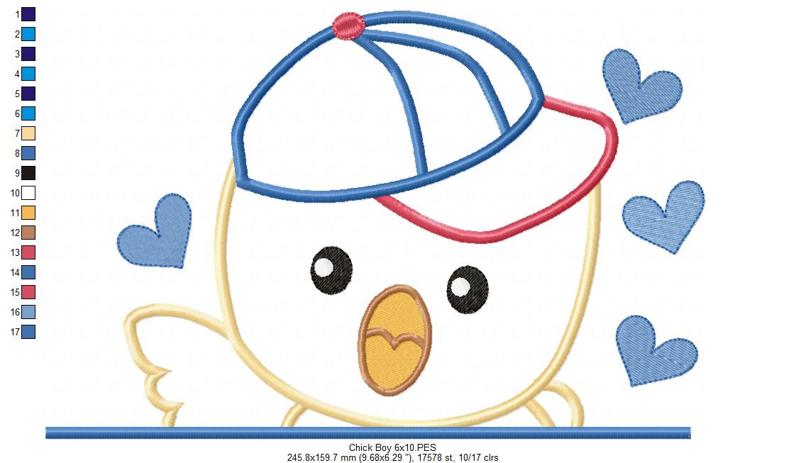 Chick Boy - Applique - Machine Embroidery Design