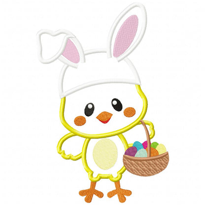 Easter Bunny Chick with Basket - Appliqué – Machine Embroidery Design
