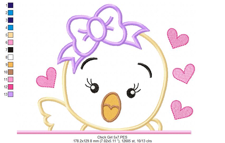 Chick Boy and Girl - Set of 2 designs - Applique