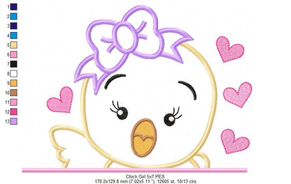 Chick Boy and Girl - Set of 2 designs - Applique