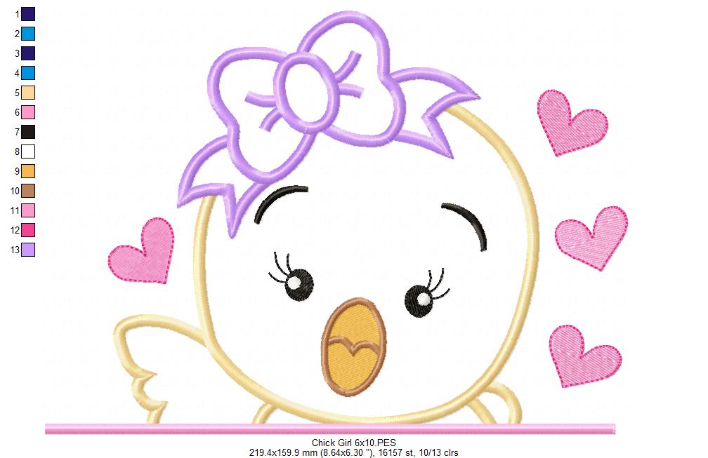 Chick Boy and Girl - Set of 2 designs - Applique