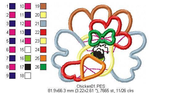 Country Chicken - Applique - Machine Embroidery Design