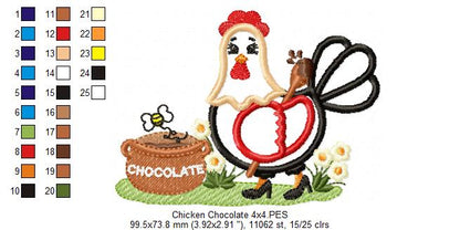 Chicken with Chocolate - Applique Embroidery
