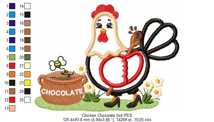 Chicken with Chocolate - Applique Embroidery