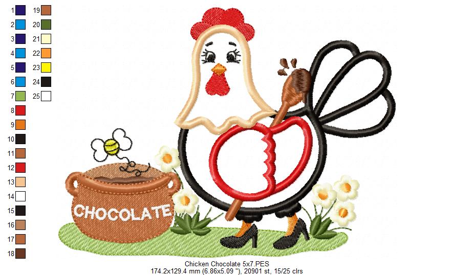 Chicken with Chocolate - Applique Embroidery