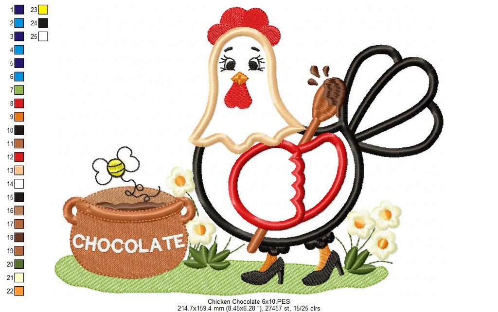Chicken with Chocolate - Applique Embroidery