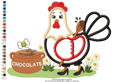 Chicken with Chocolate - Applique Embroidery