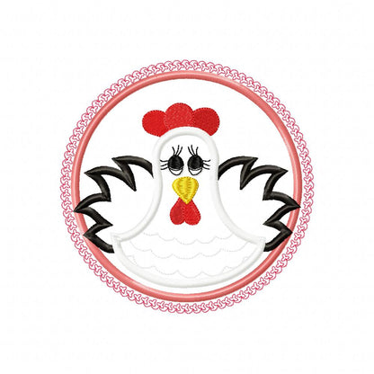 Chicken Frame - Applique - Machine Embroidery Design