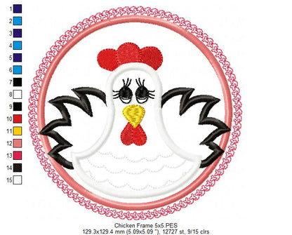 Chicken Frame - Applique - Machine Embroidery Design