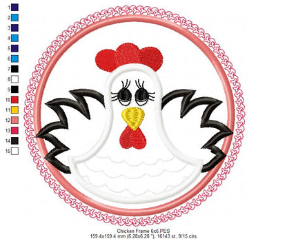 Chicken Frame - Applique - Machine Embroidery Design