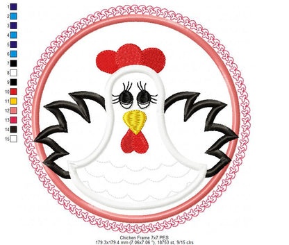 Chicken Frame - Applique - Machine Embroidery Design