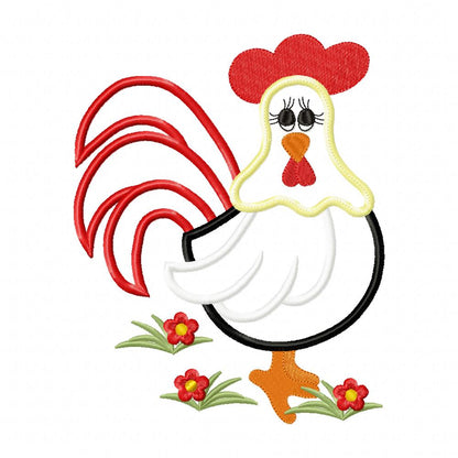 Chicken and Flowers - Applique