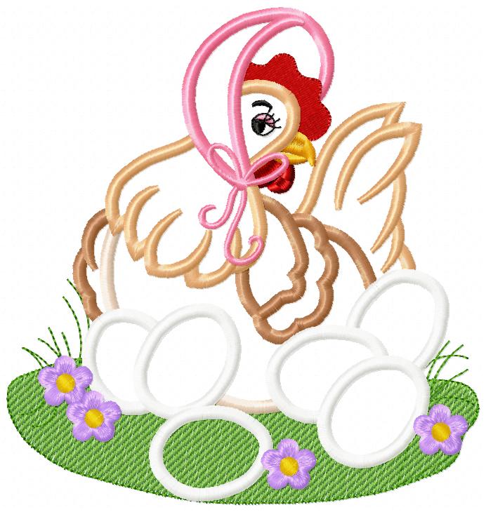 Chicken with Hat and Eggs - Applique