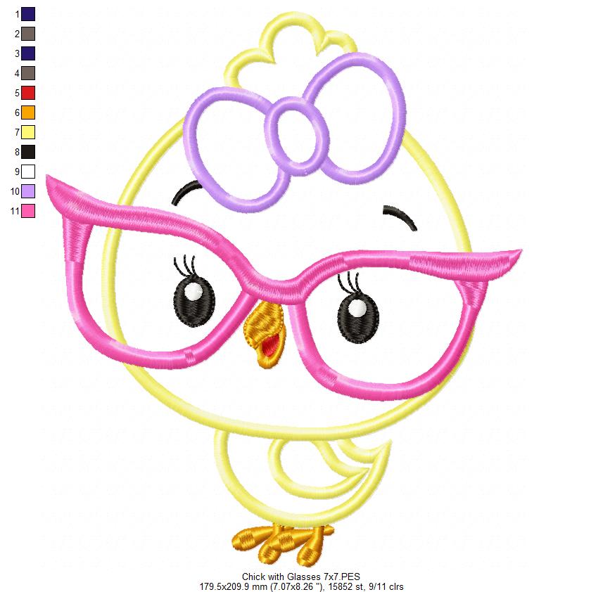 Chick Girl with Glasses - Applique