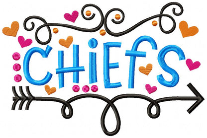 Chiefs Arrows Hearts – Satin Stitch – Machine Embroidery Design
