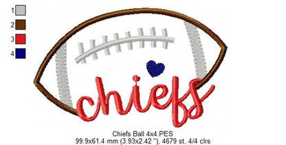 Chiefs Football Script – Satin Stitch – Machine Embroidery Design