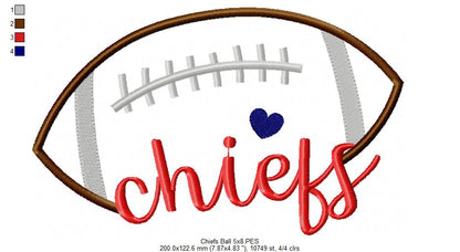 Chiefs Football Script – Satin Stitch – Machine Embroidery Design