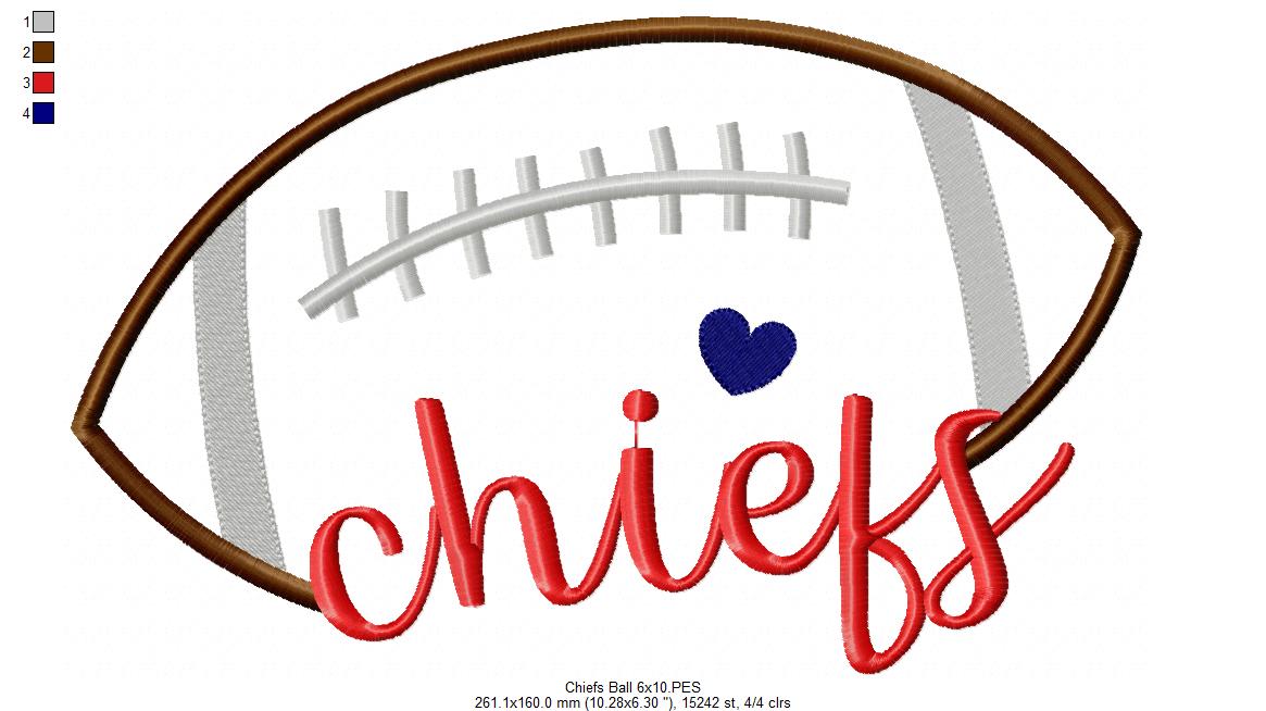 Chiefs Football Script – Satin Stitch – Machine Embroidery Design