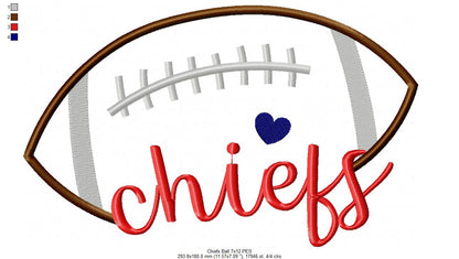 Chiefs Football Script – Satin Stitch – Machine Embroidery Design