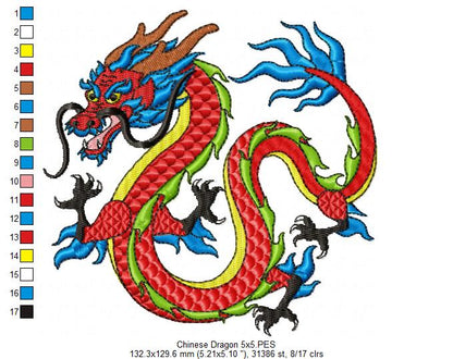 Chinese Dragon - Fill Stitch