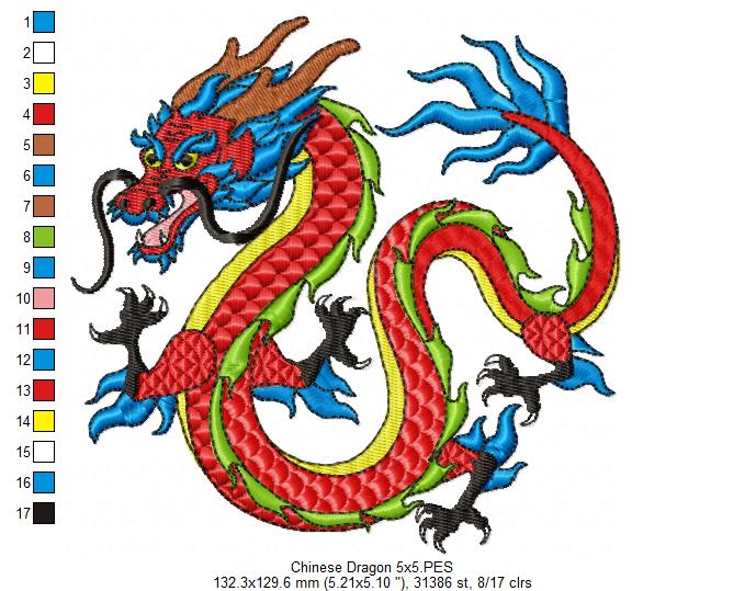Chinese Dragon - Fill Stitch