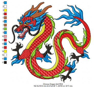 Chinese Dragon - Fill Stitch