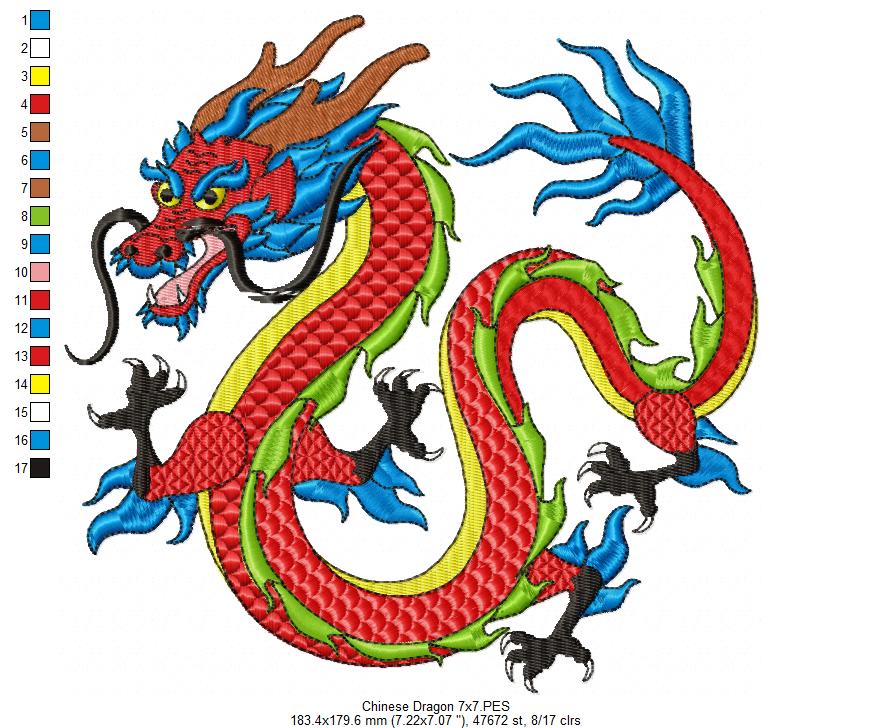 Chinese Dragon - Fill Stitch