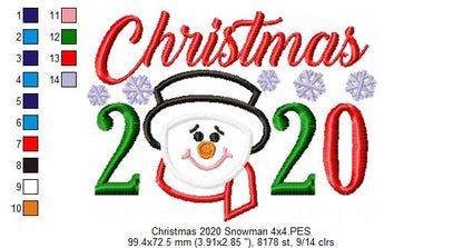 Christmas 2020 Snowman - Applique