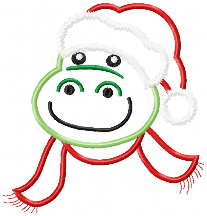 Christmas Aligator Face Santa - Applique