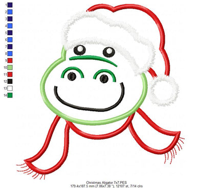 Christmas Aligator Face Santa - Applique
