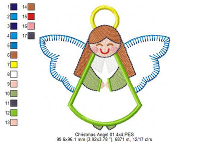 Christmas Angel Girl - Applique - Machine Embroidery Design