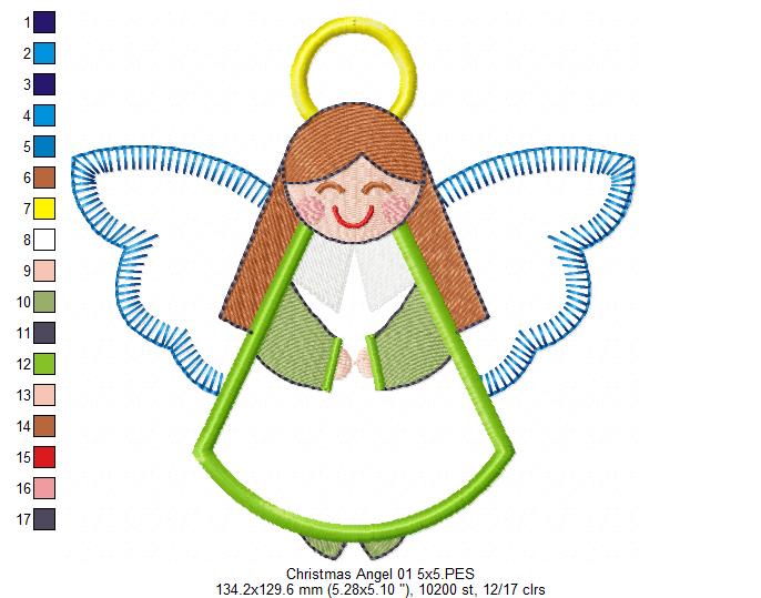 Christmas Angel Girl - Applique - Machine Embroidery Design