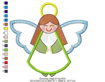 Christmas Angel Girl - Applique - Machine Embroidery Design