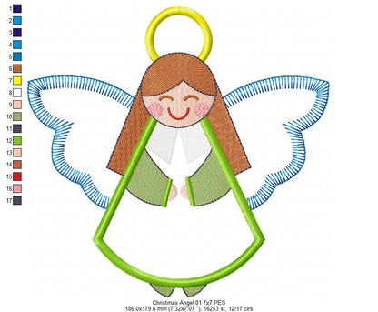 Christmas Angel Girl - Applique - Machine Embroidery Design