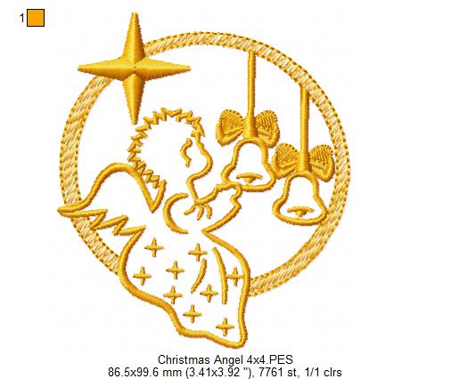 Christmas Angel and Bells - Fill Stitch