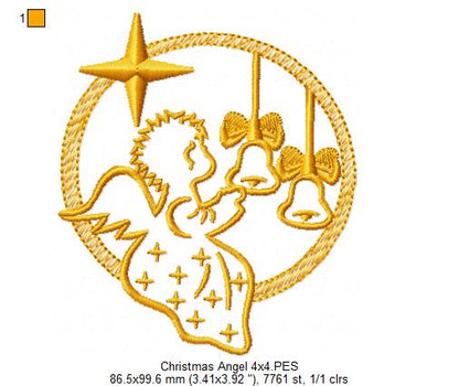 Christmas Angel and Bells - Fill Stitch